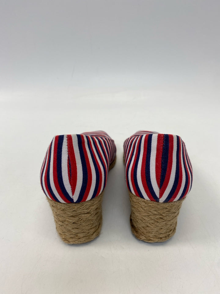 ADRIENNE VITTADINI  Size 9 Red/White Blue Stripe(s) Wedge
