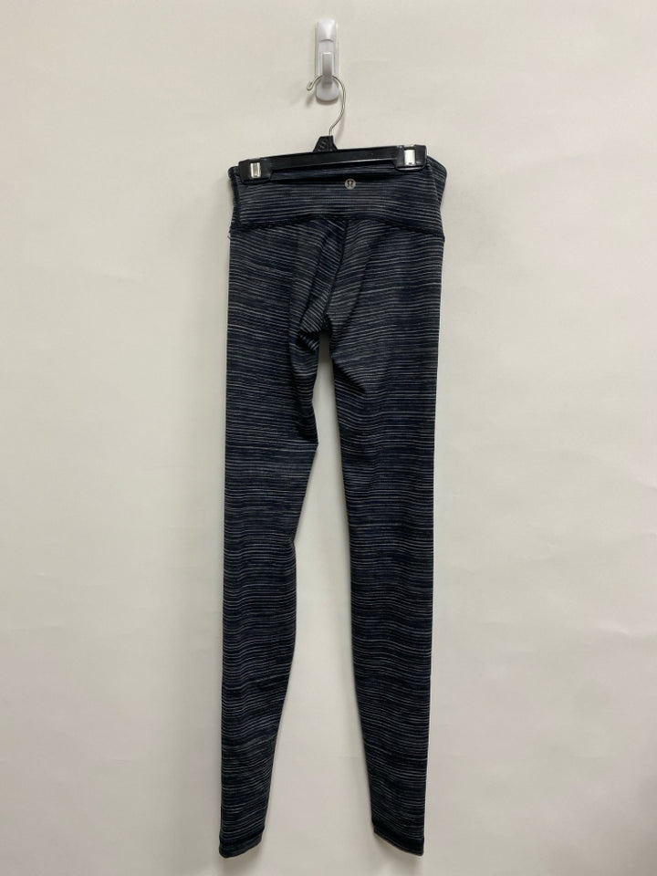 Lululemon Size XS Black Gray Striped Athletic Leggings