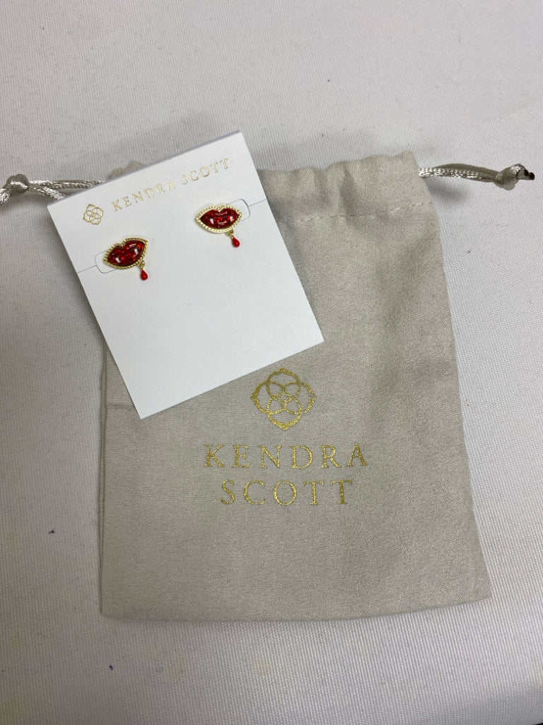 NWT Kendra Scott Gold Color Red Earrings