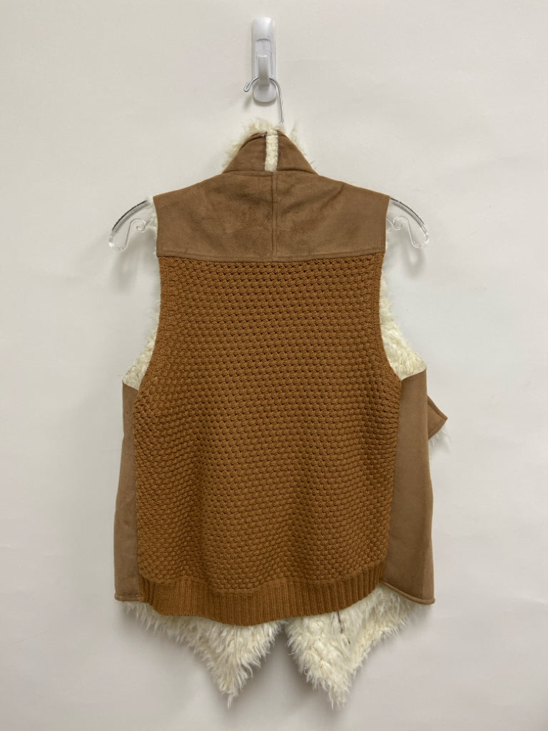 ella moss Size M Camel Cream Drape Faux Fur Ladies Vest