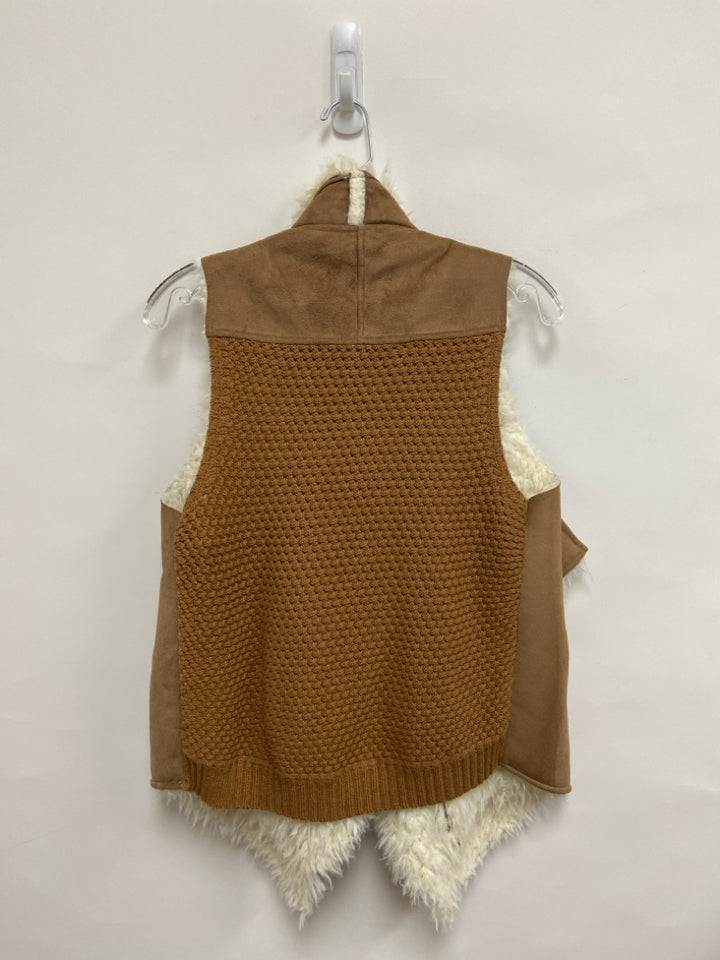 ella moss Size M Camel Cream Drape Faux Fur Ladies Vest