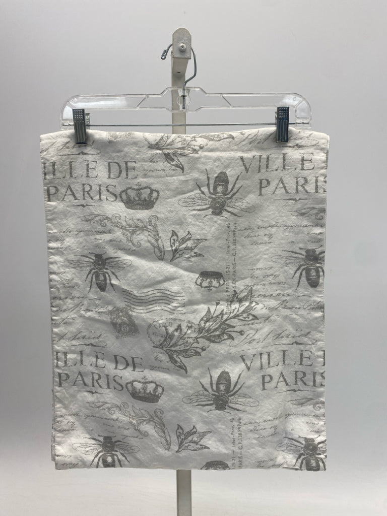 White Gray Bee Table Runner