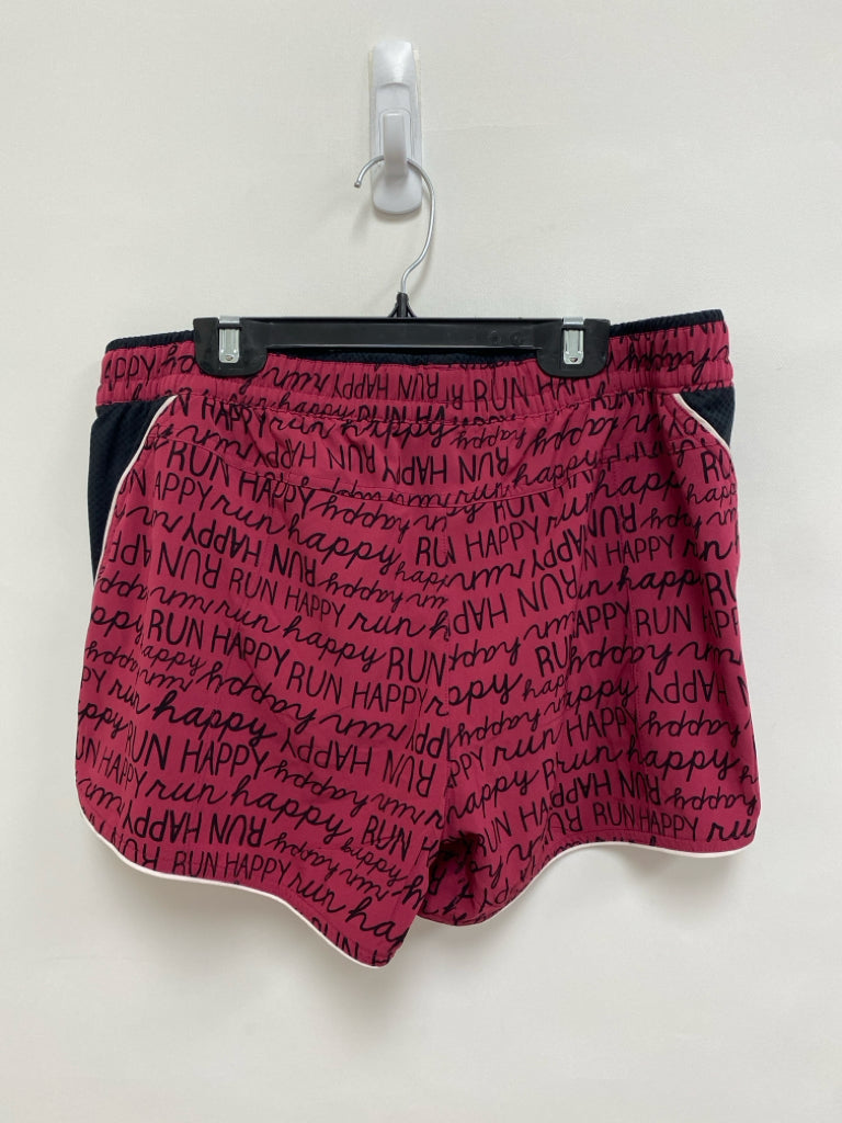 NWT Brooks Size M Raspberry Black Words Athletic Shorts