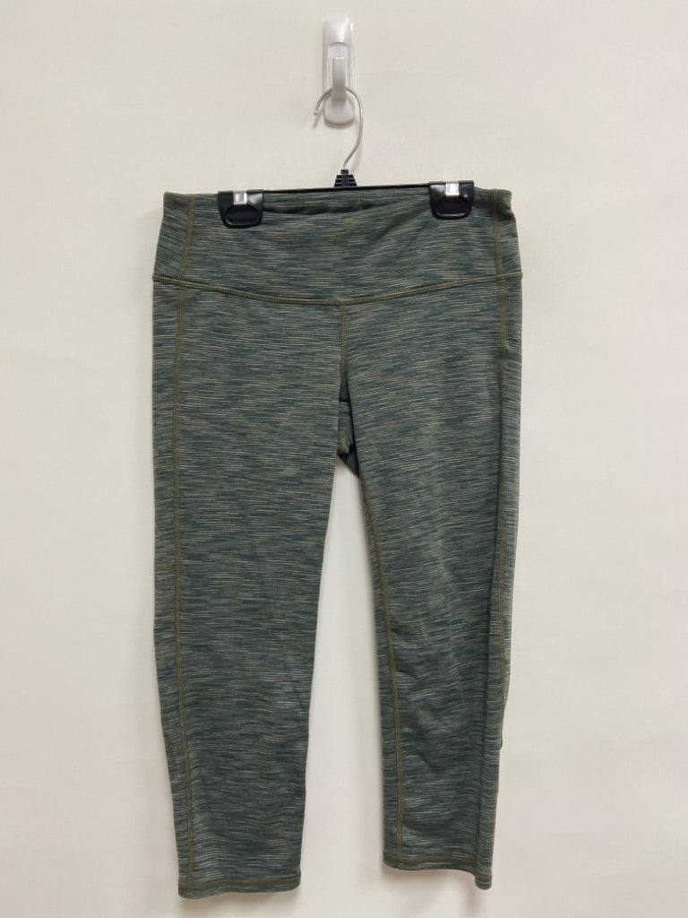 Athleta Size S Sage Olive/Blue Streaked Cropped Athletic Leggings