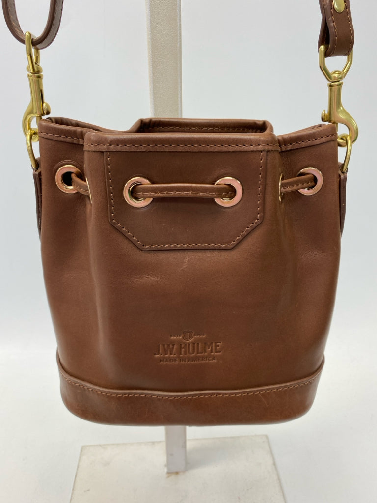 J.W. Hulme Dark Brown Drawstring(s) Leather Handbag