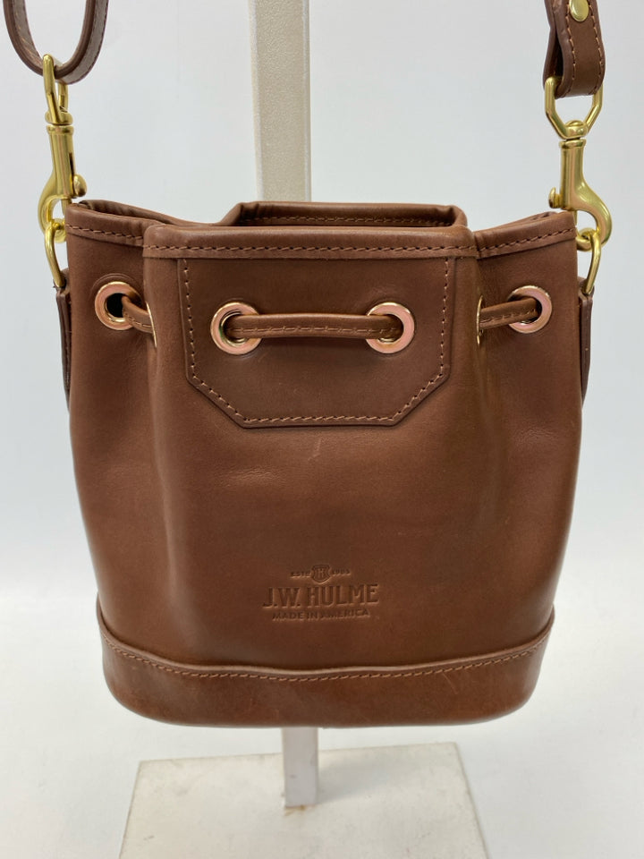 J.W. Hulme Dark Brown Drawstring(s) Leather Handbag