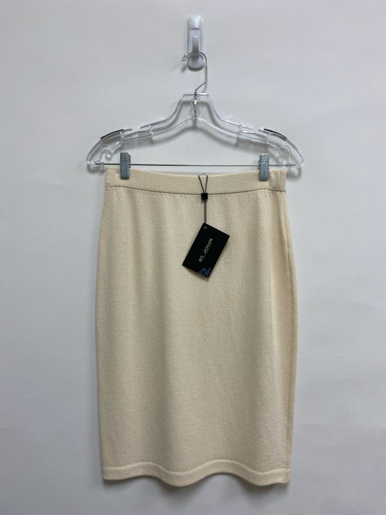 NWT St. John Evening Size 4 Ivory Black Wool Blend Ladies 2pc Skirt