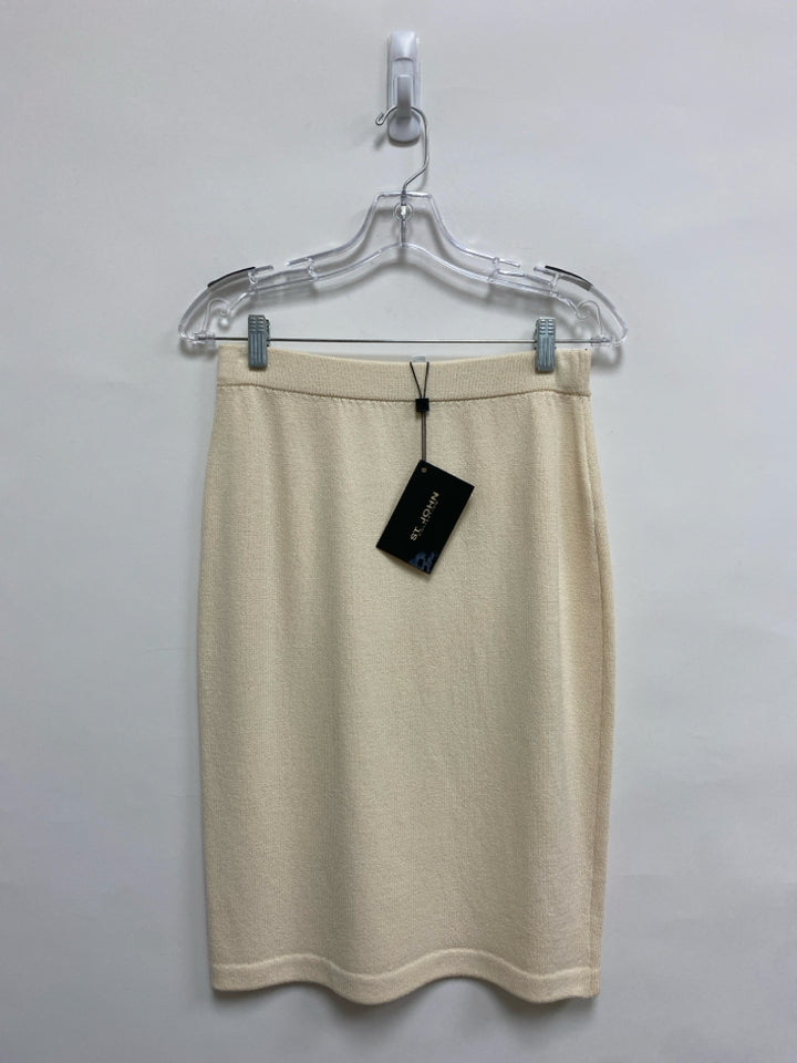 NWT St. John Evening Size 4 Ivory Black Wool Blend Ladies 2pc Skirt