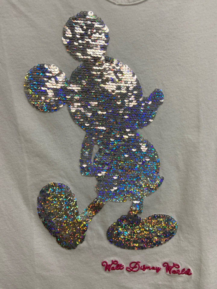 Disney Size S White Silver Sequins V Neck Ladies Top