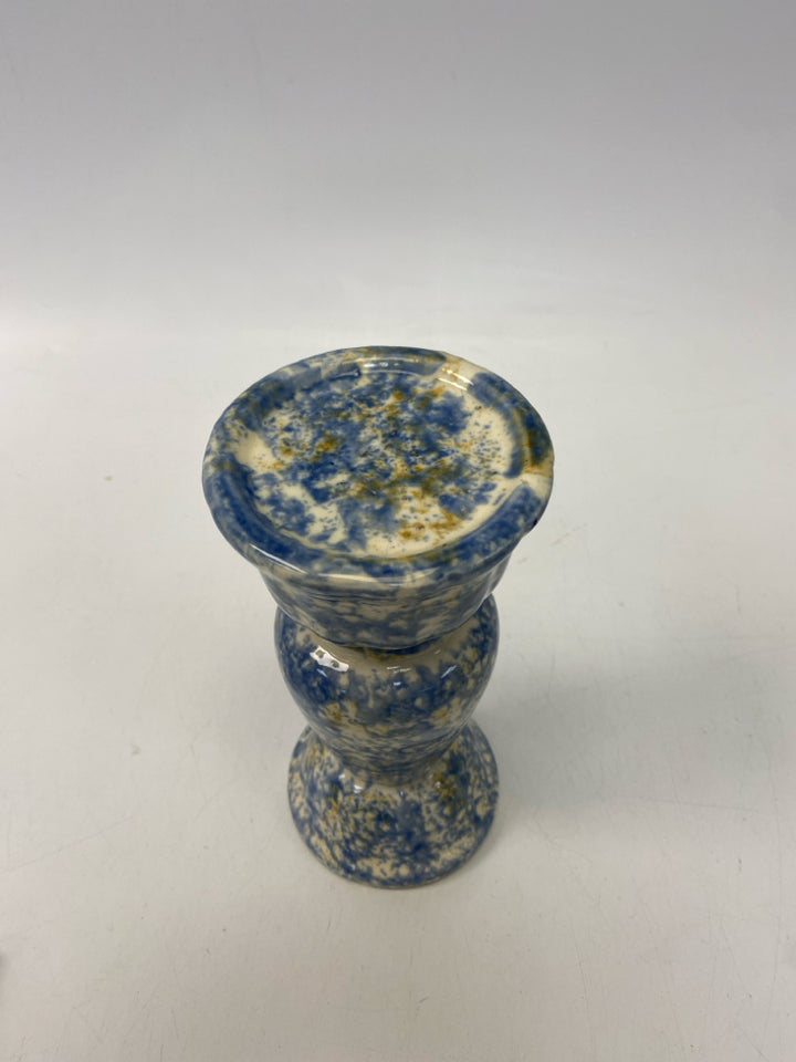 Blue/White Mottled Ceramic Candleholder(s)