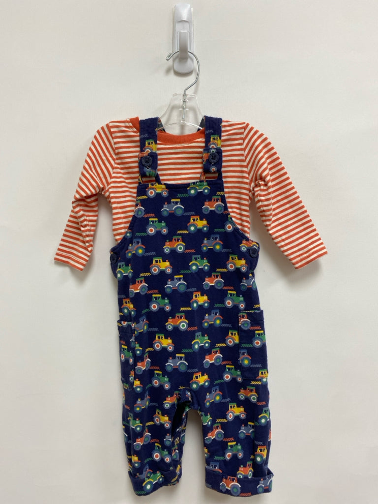 JoJo Maman SIZE 3-6M Orange/White Navy Tractor Boy&