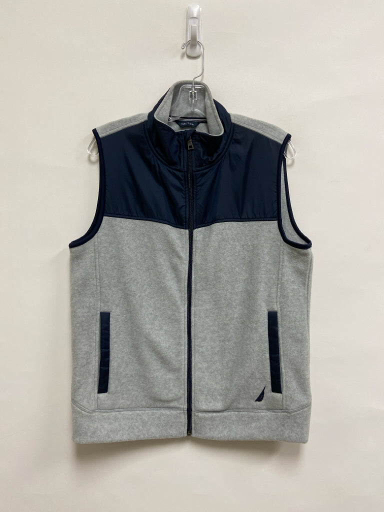 Nautica Size S Pale Gray Navy Fleece Men&
