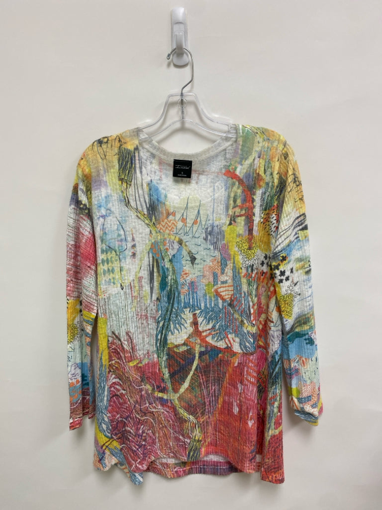 Inoah Size S Yellow Green/Multi Abstract Ladies Sweater