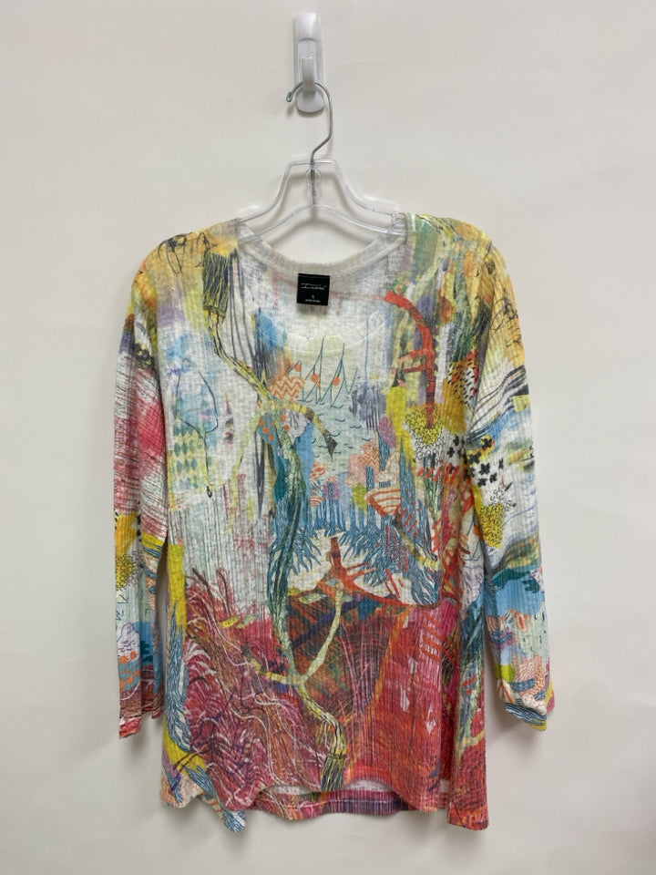 Inoah Size S Yellow Green/Multi Abstract Ladies Sweater
