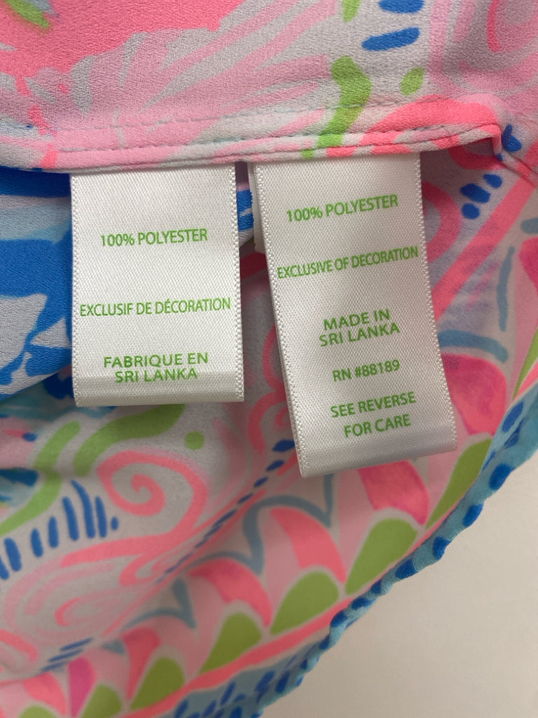 LILLY PULITZER Size S Pink/Blue White/Green Pleated Ladies Top