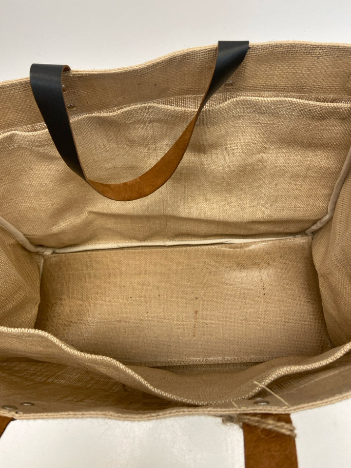 NWT Brown Black Bee(s) Burlap Tote Bag