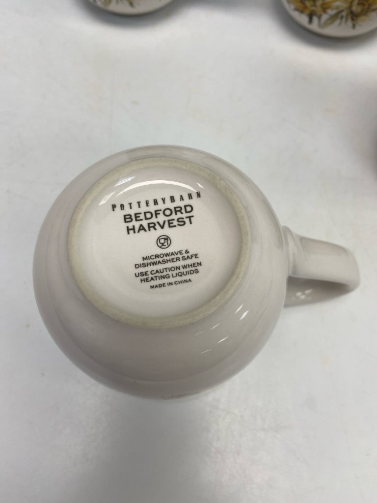 Pottery Barn White Yellow/Green Sunflower Coffee Mug