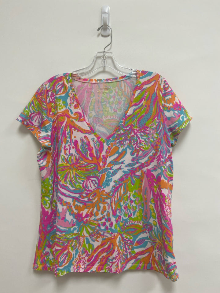 LILLY PULITZER Size XL Neon Multi White Sea Life Ladies Top