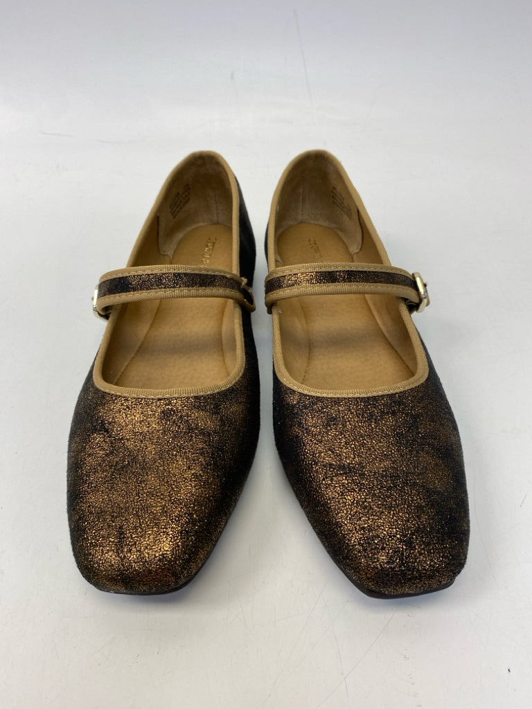 Crown &amp; Ivy US Shoe Size 10 Gold Black Flats