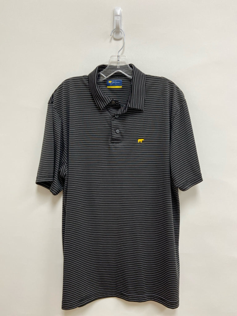 Jack Nicklaus Size L Black White Pinstripe Polo Men&
