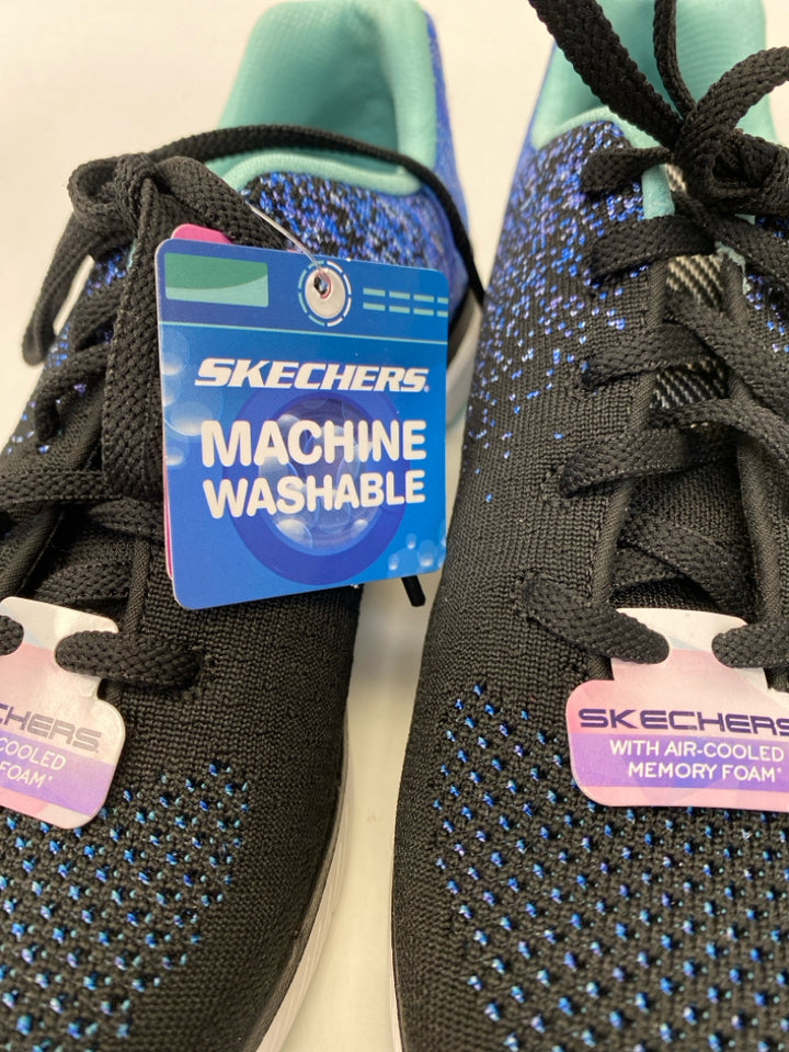 NWT Skechers  Size 7.5 Black Blue Lace-up Sneakers