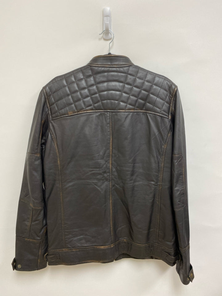 NWT Size M Espresso Zip Down Leather Ladies Jacket