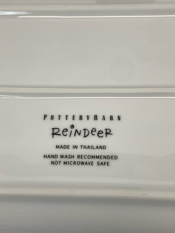 Pottery Barn White Yellow Reindeer Christmas