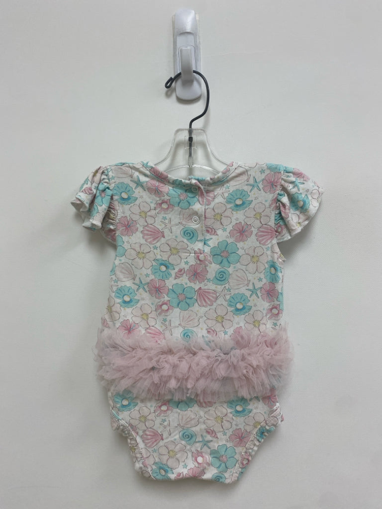 SIZE 3-6M White Pink/Blue Flowers Girl&