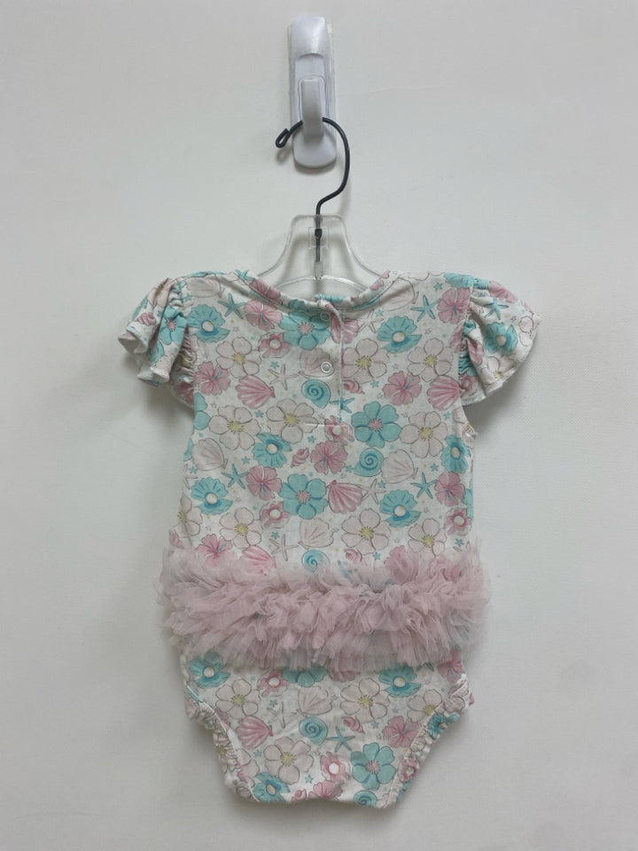 SIZE 3-6M White Pink/Blue Flowers Girl&