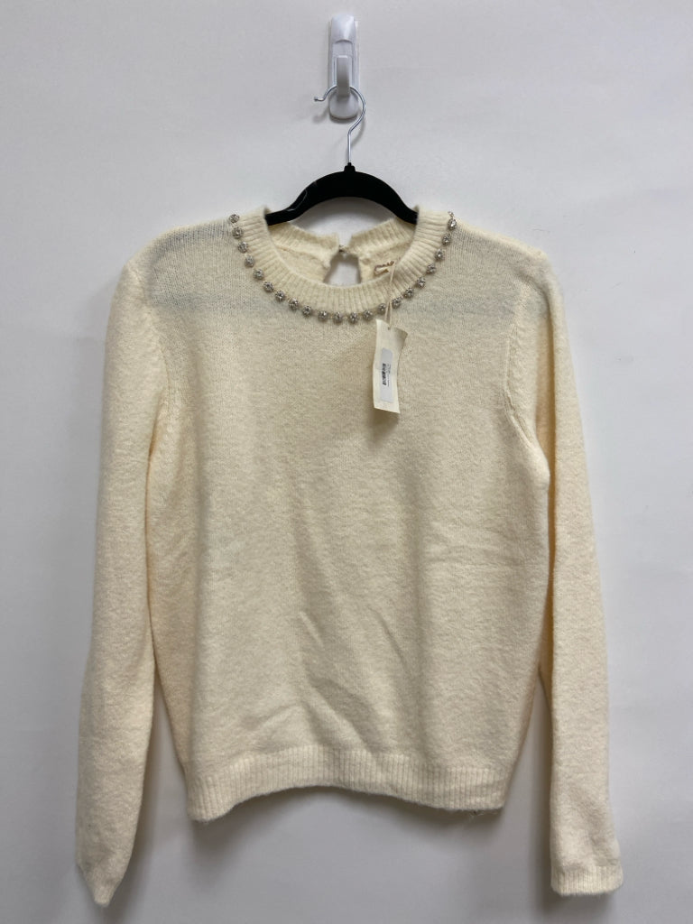 NWT Hem &amp; Thread Size M Cream Jeweled Ladies Sweater