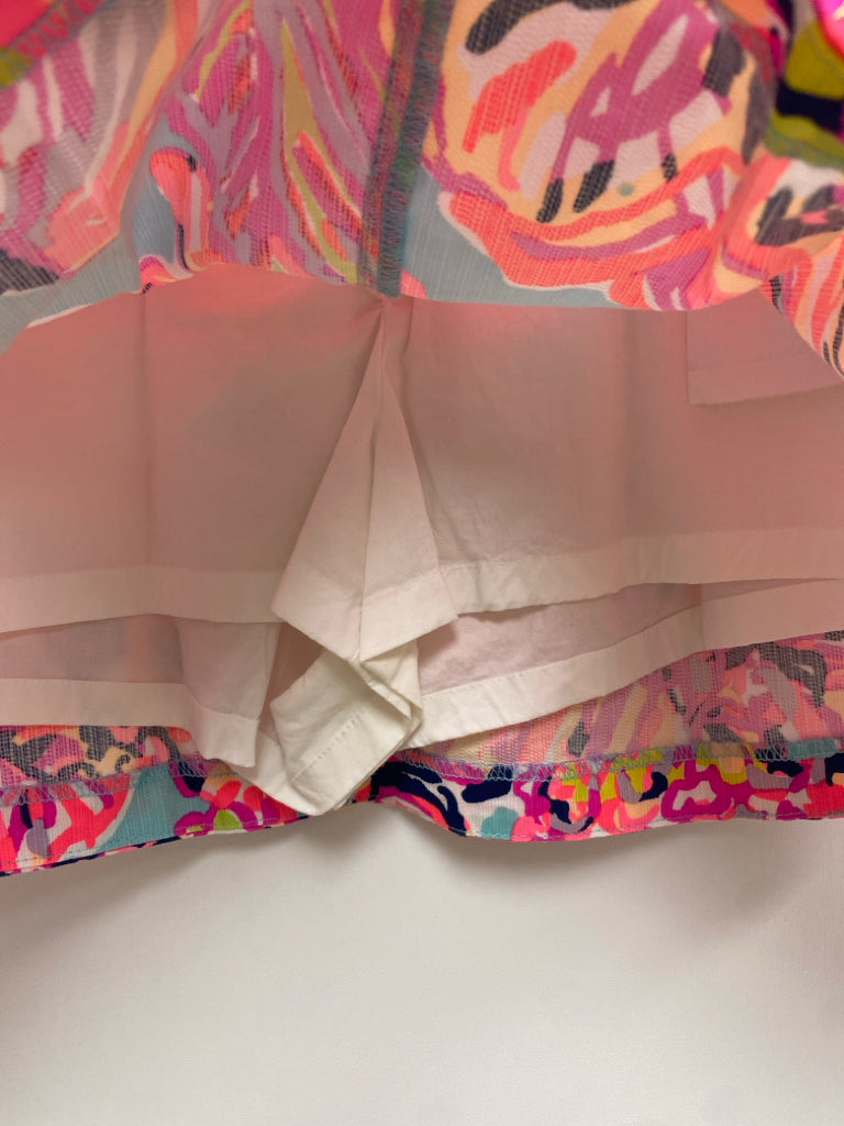 LILLY PULITZER Size 8 Turquoise Coral/Multi Abstract Ladies Skort