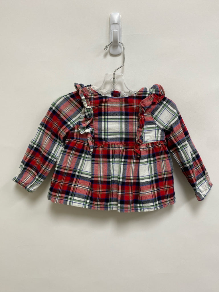 Cat &amp; Jack SIZE 18M White/Red Navy/Green Plaid Girl&