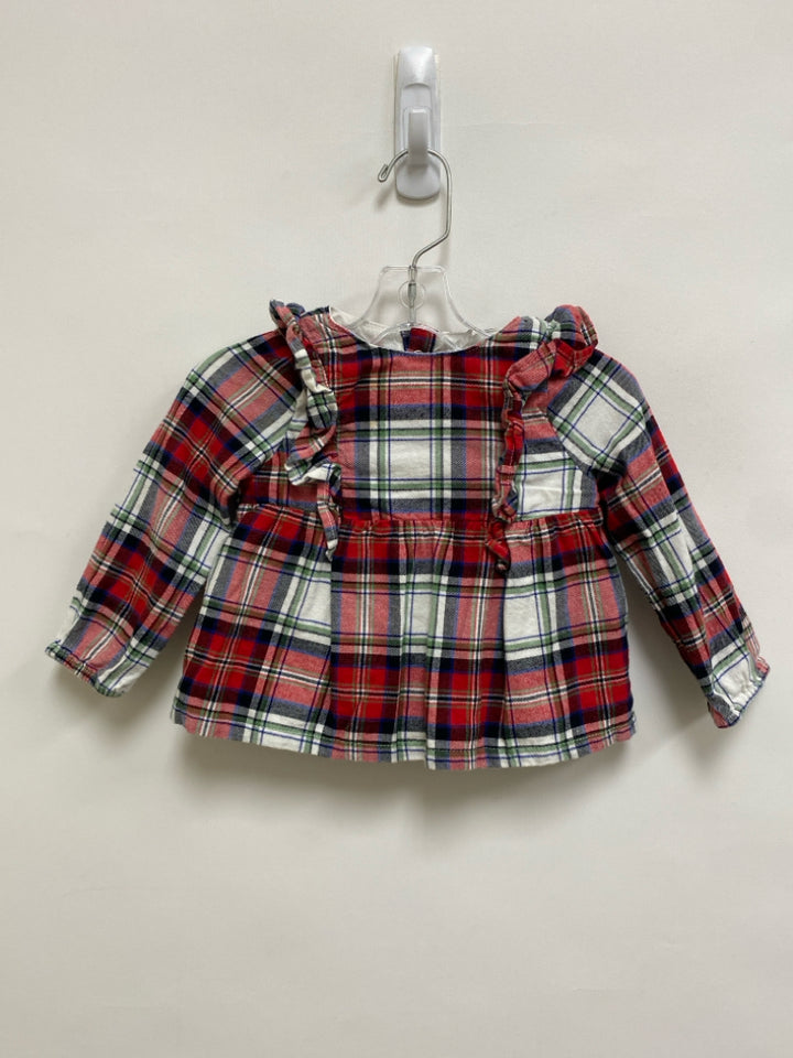 Cat &amp; Jack SIZE 18M White/Red Navy/Green Plaid Girl&