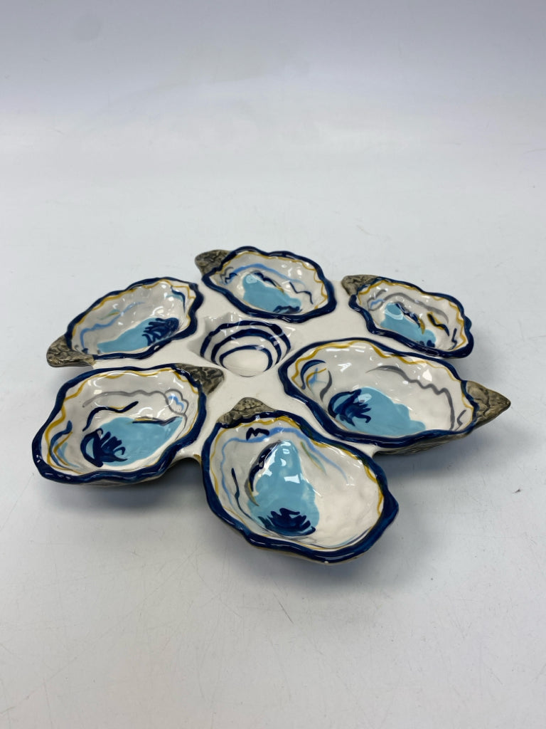 White Blue Serving Piece