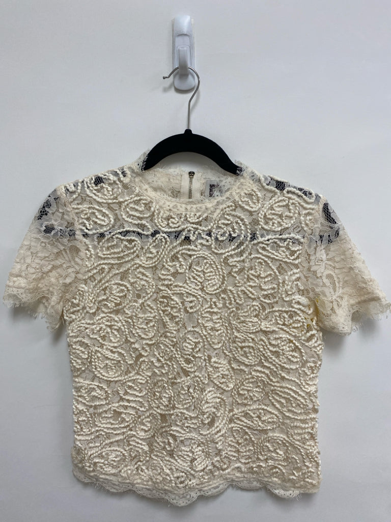 Anne Klein Size XS Cream Texture Lace Ladies Top