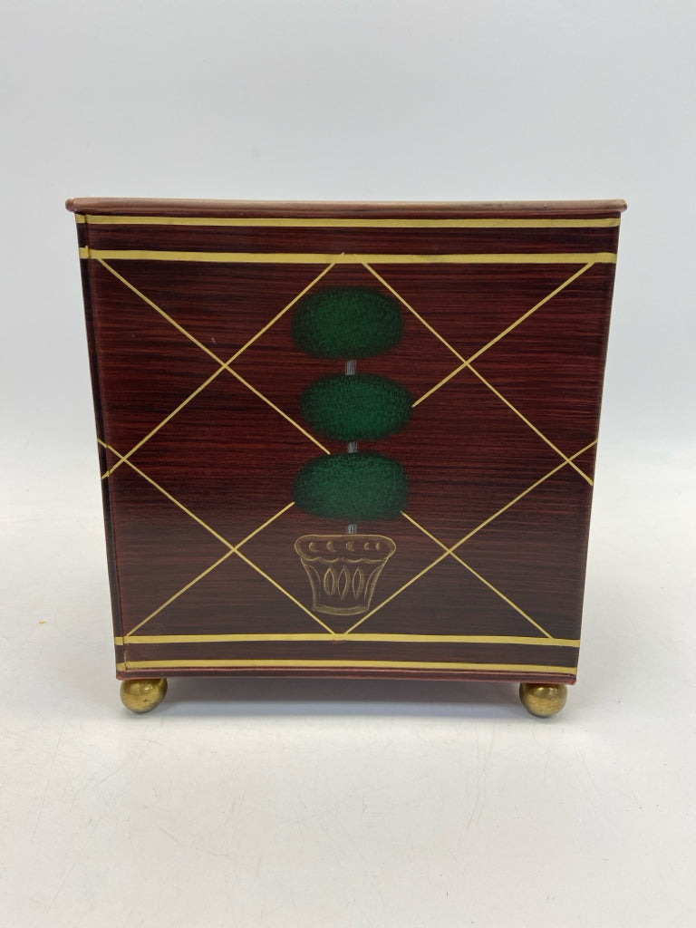 Foreside Brown/Gold Green Metal Planter
