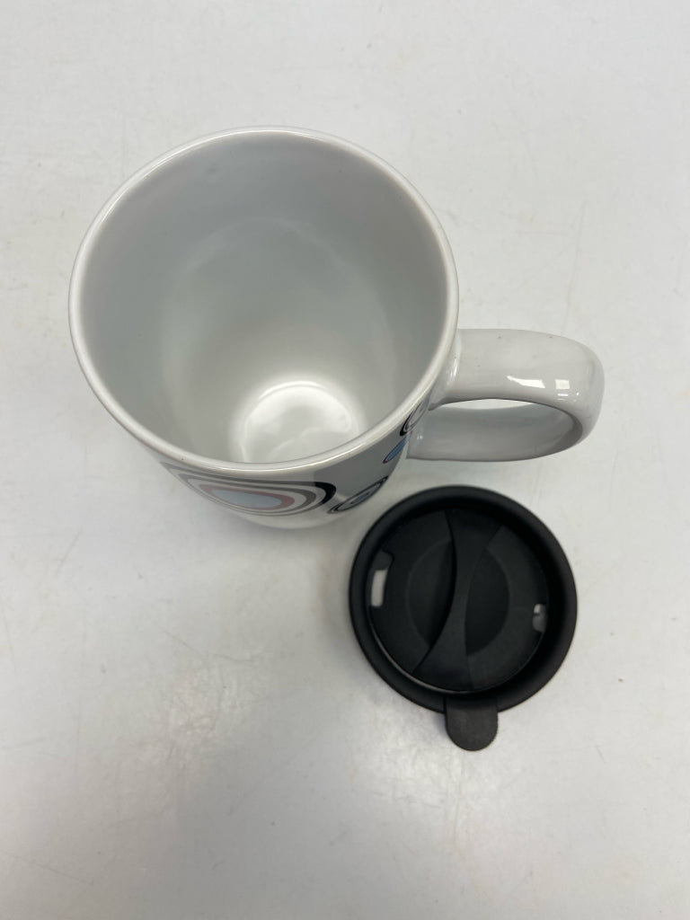 Mr. Coffee Silver White/Multi Circles Metal/Ceramic Coffee Mug