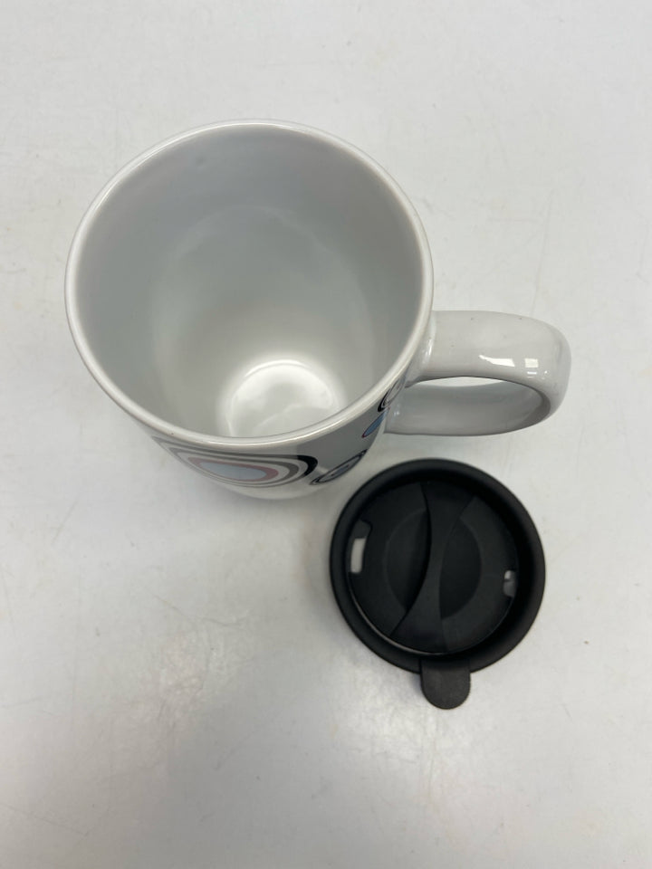 Mr. Coffee Silver White/Multi Circles Metal/Ceramic Coffee Mug