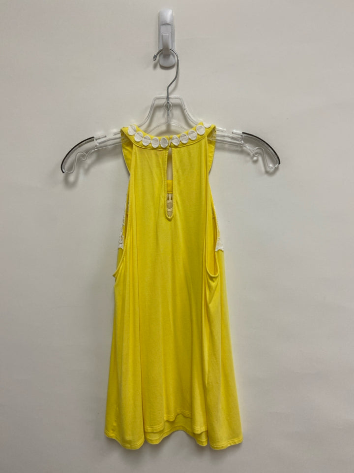 LILLY PULITZER Size S Yellow White Lace Halter Ladies Top