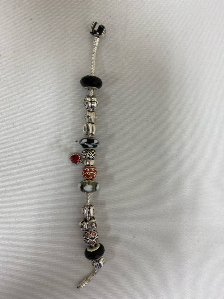 Pandora Silver Multi Color Shapes Bracelet