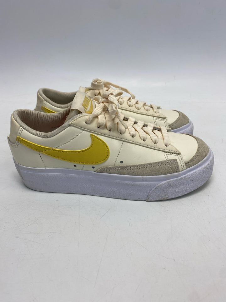 Nike US Shoe Size 6 Cream Yellow Lace-up Sneakers
