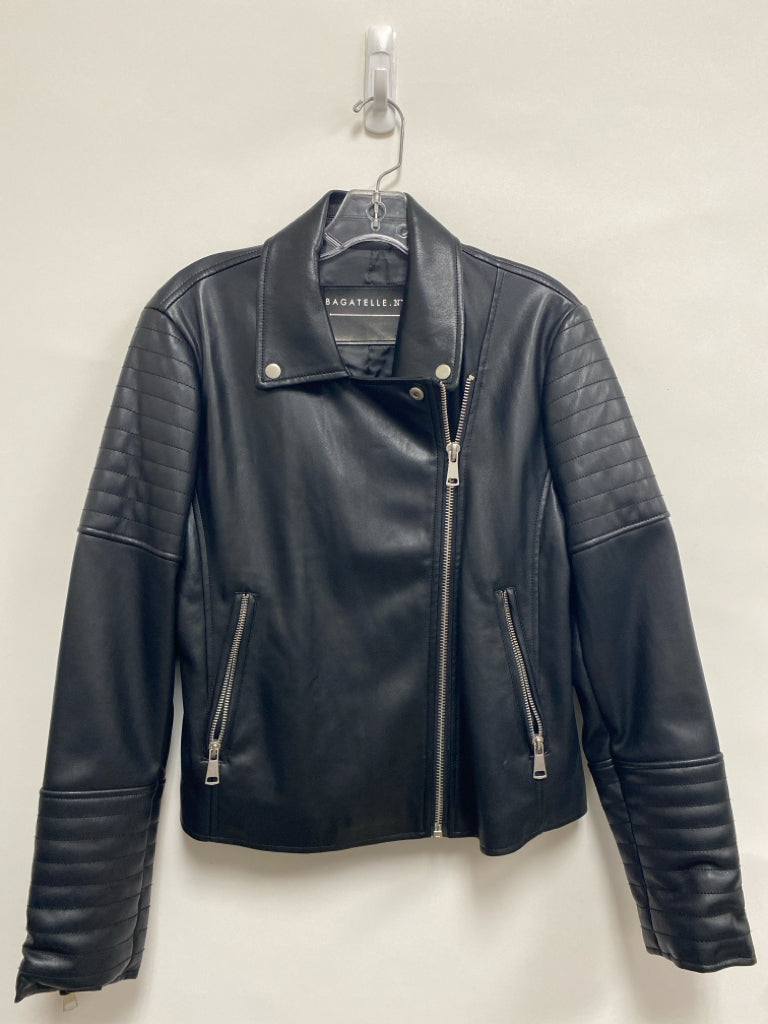 bagetelle Size L Black Zip Down Faux Leather Ladies Jacket
