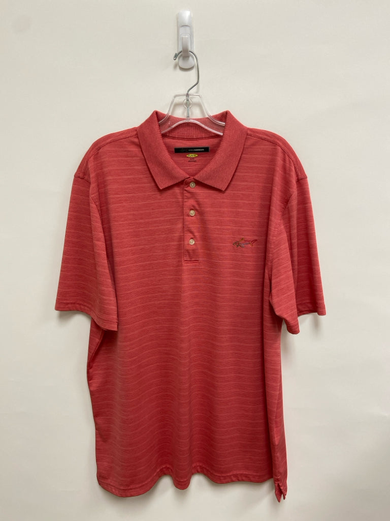 Greg Norman Size XL Coral Striped Polo Men&