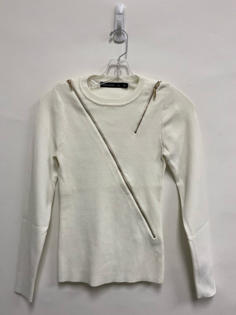 Karen Millen Size XS White Zipper Ladies Sweater