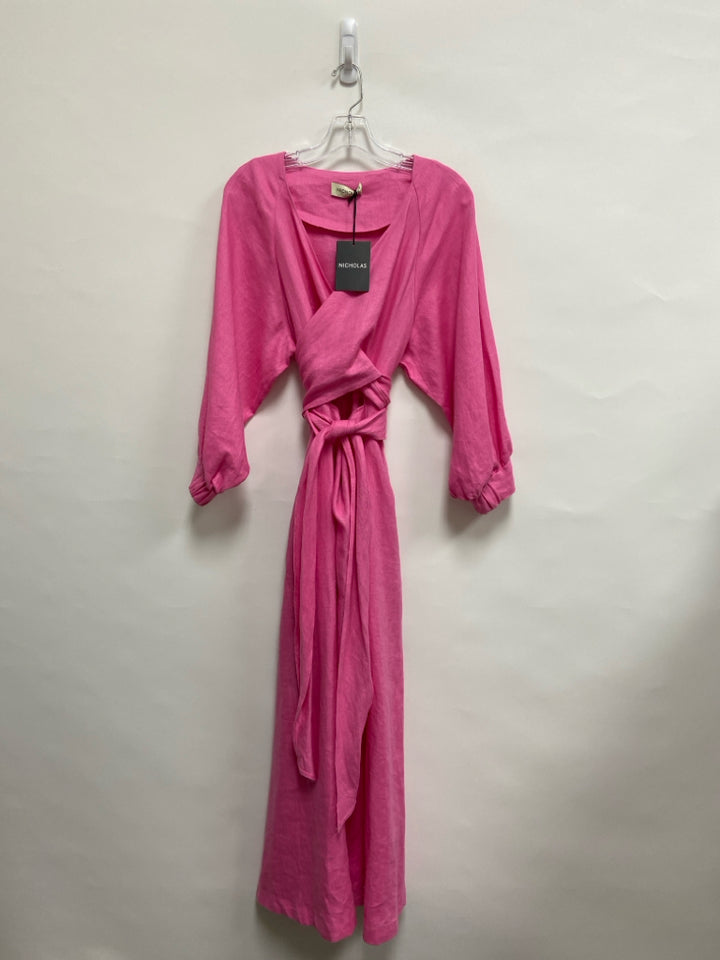 NWT NICHOLAS Size 14 Pink Wrap Linen Ladies Dress