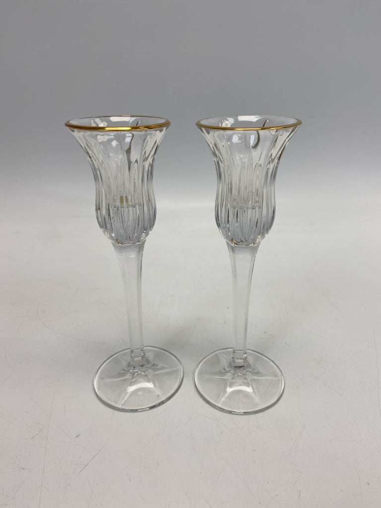 Clear Gold Trimmed Glass Candleholder(s)