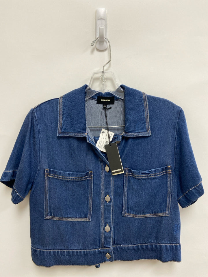 NWT monrow Size XS Blue Denim Button Up Ladies 2pc Shorts