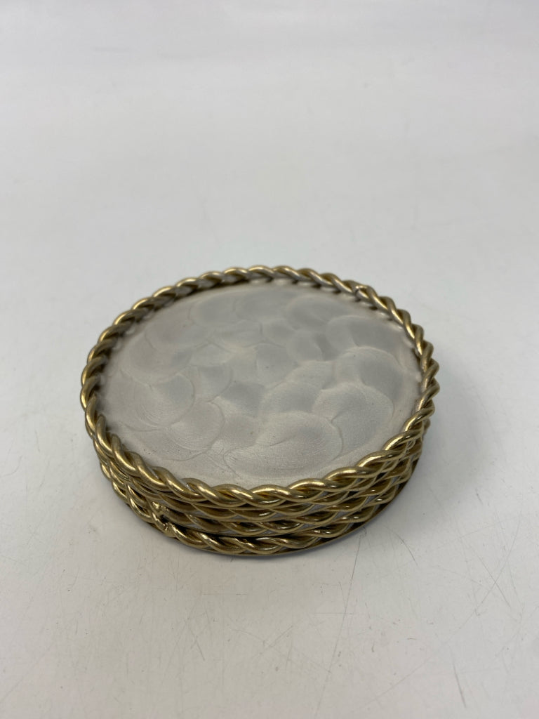Cream Gold Trimmed Metal Coasters