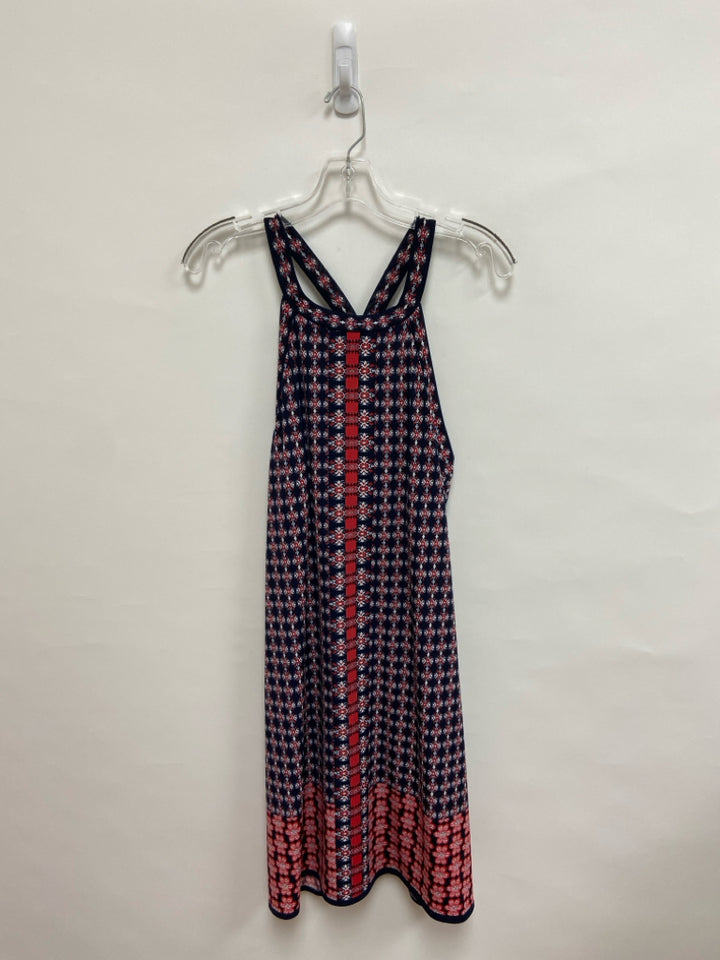 Max Studio Size L Navy Red/White Print Sleeveless Ladies Dress