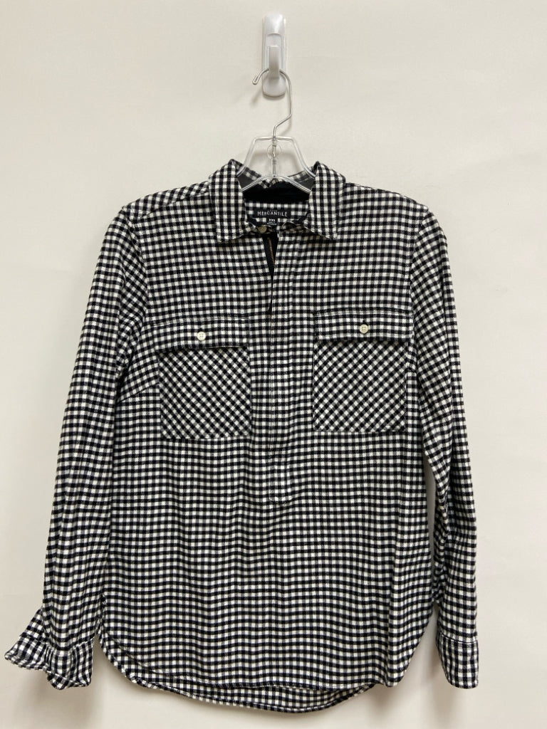 J Crew Size XXS White/Black Checkered Flannel Ladies Pullover